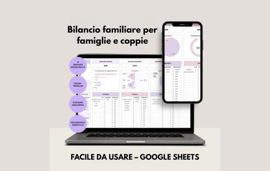 Bilancio familiare per Excel & Google Sheets (tutte le valute)